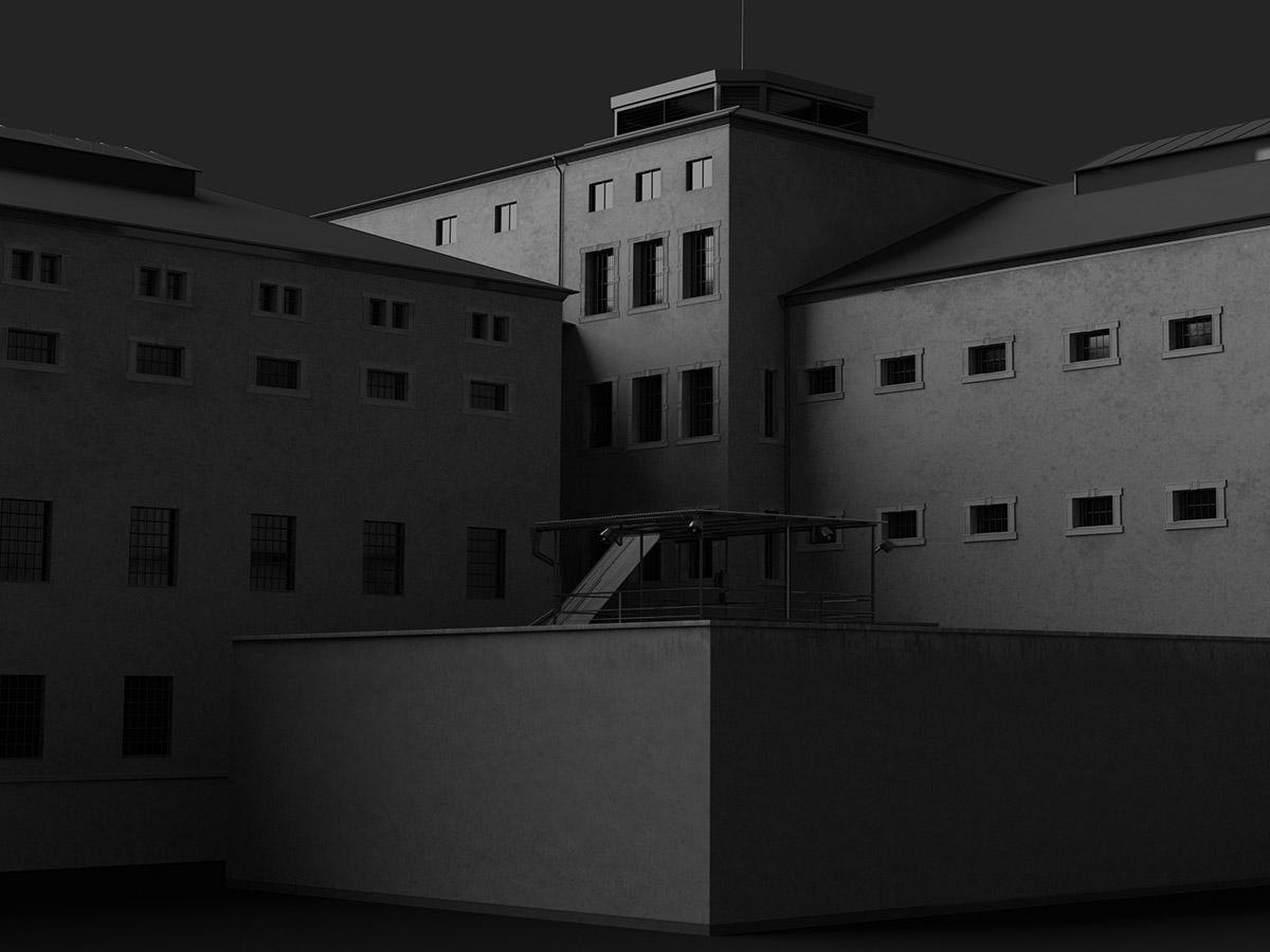 Virtualisierung des Kaßberg-Gefängnisses mit Blick auf die Rotunde sowie auf Trakt A und Trakt C